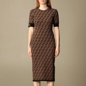 Fendi brown and black classic pattern dress